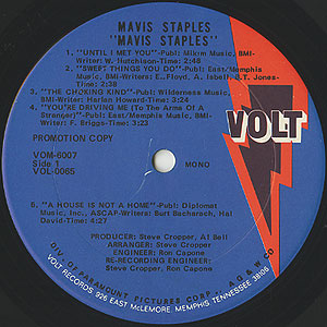 Mavis Staples / S.T.(Promo LP) Mono / Volt 1969 USオリジナル