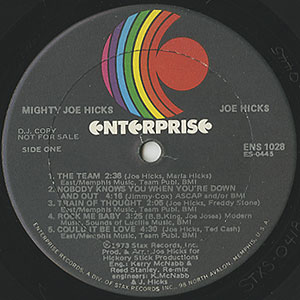 ★ＵＳオリジナル盤★『９０'ＳＲ＆Ｂクラシックス』ＪＯＥ ＰＵＢＬＩＣ Joe Hicks / Mighty Joe Hicks(LP) / Enterprise 1973 US