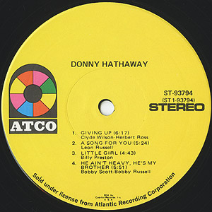 Donny Hathaway / S.T.(LP) capitol / ATCO US盤 VG+/EX