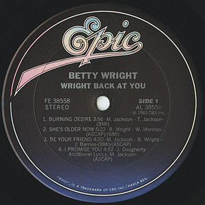 【正規取扱店】 Betty Wright US 1983 Epic / (LP) You At Back Wright / 洋楽