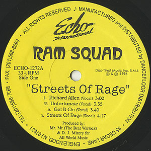 未使用 Ram Squad – Streets Of Rage / レコード Ram Squad / Streets Of Rage(EP) / Echo International 1996 US