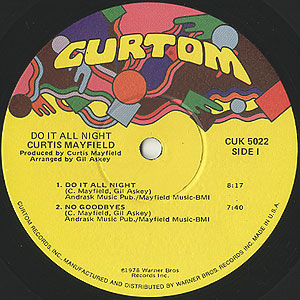 Curtis Mayfield / Do It All Night(LP) / Curtom 1978 US