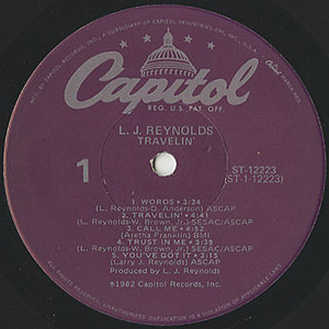 L.J.Reynolds / Travelin'(LP) / Capitol 1982 USオリジナル盤