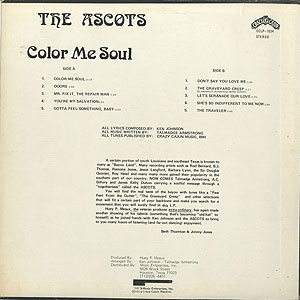 Ascots / Color Me Soul(LP) / Crazy Cajun 1978 USオリジナル盤