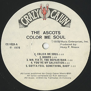Ascots / Color Me Soul(LP) / Crazy Cajun 1978 USオリジナル盤