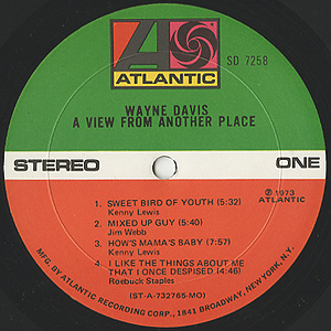 Wayne Davis / A View From Another Place(LP) / Atlantic 1973 US