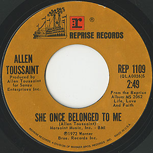 Allen Toussaint / Soul Sister/She Once Belonged To Me(7inch