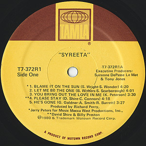 Syreeta / S.T.(LP) / Tamla 1980 USオリジナル盤 EX-/EX