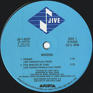 Whodini / Friends/Five Minutes Of Funk(12) / Jive 1984 US