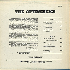 Optimistics / S.T.(LP) / Turbo USオリジナル盤 VG+/EX