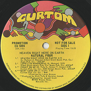 Natural Four / Heaven Right Here On Earth(LP) / Curtom 1975