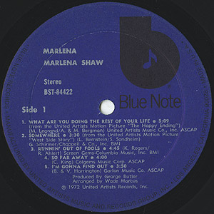 Marlena Shaw / Marlena(LP) / Blue Note 1972 USオリジナル盤 VG+/EX