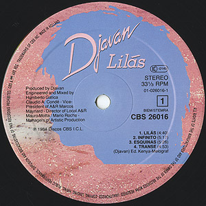 Djavan / Lilas(LP) / CBS 1984 オランダオリジナル盤 EX/EX