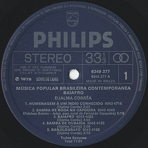 Djalma Correa / Baiafro(LP) / Philips 1978 ブラジルオリジナル盤 VG