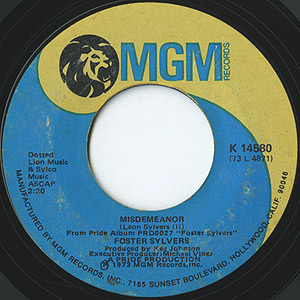 Foster Sylvers / Misdemeanor/So Close(7inch) / MGM 1973 US盤