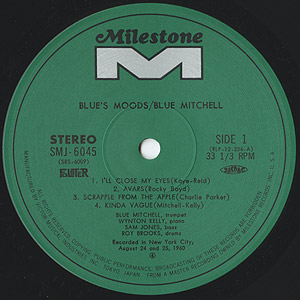 Blue Mitchell / Blue's Mood (LP) / Milestone 1974 日本盤 EX