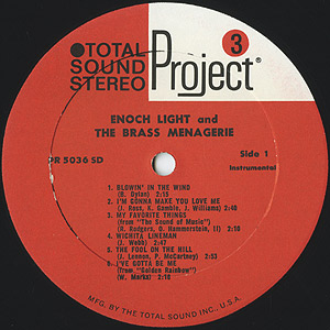 Enoch Light & the Brass Menagerie / S.T.(LP) / Project 3 1969 US