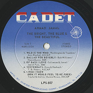 Ahmad Jamal / The Bright, The Blue & The Beautiful(LP