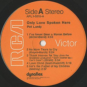 Pat Lundy / Only Love Spoken Here(LP) / RCA 1973 US