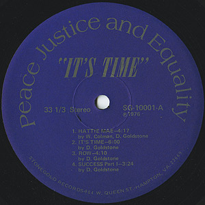 Peace, Justice & Equality / It's Time(LP) / Stone Gold 1976