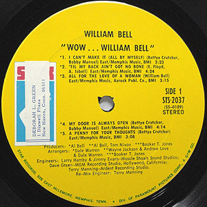 William Bell – Wow – Vinyl (LP, Album + 2 more), 1971