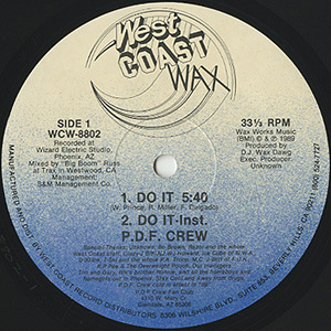 ヒップホップ+ラップ P.D.F. Crew - Do It P.D.F. Crew / Do It/Drop The Bass(12) / West Coast Wax 1989