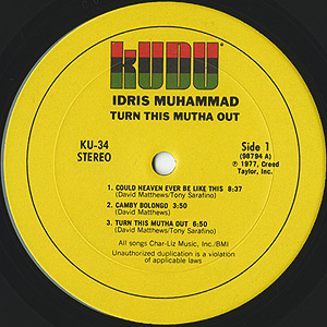 Idris Muhammad / Turn This Mutha Out(LP) / Kudu 1977 US