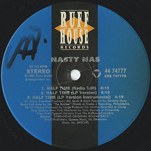 Nasty Nas / Half Time(12inch) / Ruff House 1992 USオリジナル