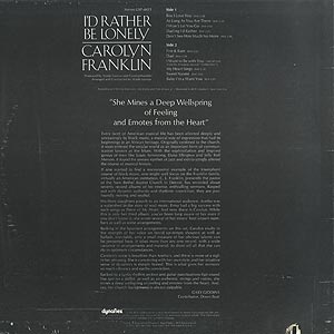 Carolyn Franklin / I'd Rather Be Lonely(LP) / RCA 1973 USオリジナル盤 EX-/NM |  Groovenut Records SOUL JAZZ FUNK 45 DISCO HIP HOP