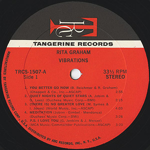 Rita Graham / Vibrations(LP) / Tangerine 1969 USオリジナル盤 EX