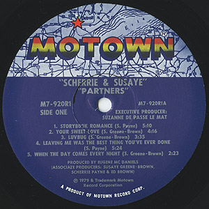 Scherrie & Susaye / Partners (LP) / Motown 1979 USオリジナル盤 EX