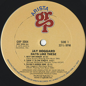 Jay Hoggard / Days Like These(LP) / Arista GRP 1979 US