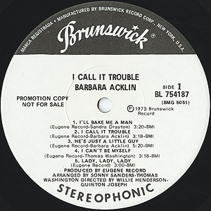 Barbara Acklin / I Call It Trouble(LP) / Brunswick 1973 US