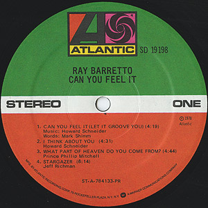 Ray Barretto / Can You Feel It(LP) promo / Atlantic 1978 US