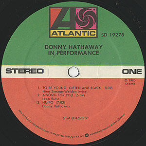LP Donny Hathaway – In Performance Donny Hathaway – In Performance – Vinyl (LP, Album), 1981